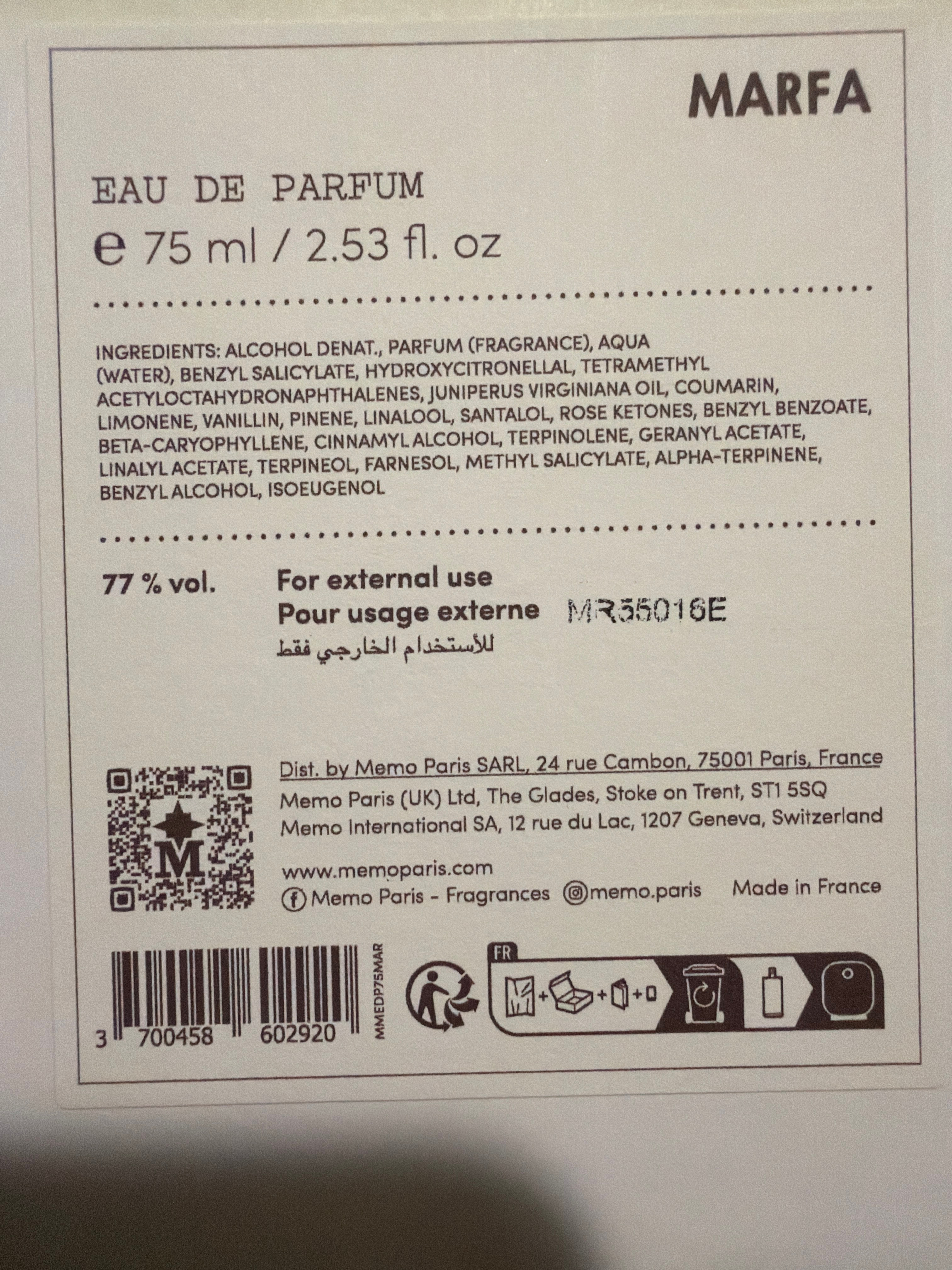 Memo Paris Marfa 2.5 oz / 75ml Preowned With Packaging thumbnail 9