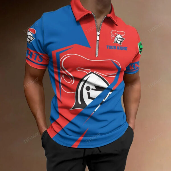 NRL Personalized Knights Zipper Polo Shirt - Image 2
