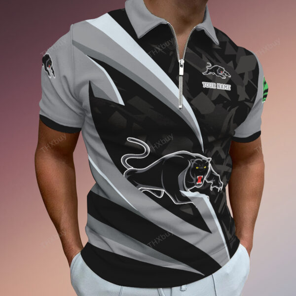 NRL Personalized Panthers Zipper Polo Shirt - Image 2