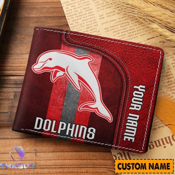 NRL Personalized Dolphins Leather Wallet - Image 2