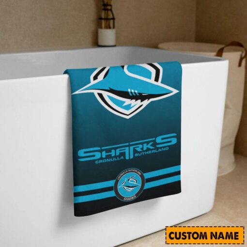 NRL Personalised Sharks Bath Towel Hot Sale 2025 - Image 3
