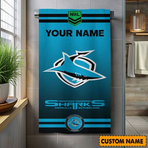 NRL Personalised Sharks Bath Towel Hot Sale 2025