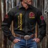 NRL Personalised Broncos New Black Button-up Long Shirt