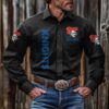 NRL Personalised Knights New Black Button-up Long Shirt