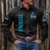 NRL Personalised Titans New Black Button-up Long Shirt