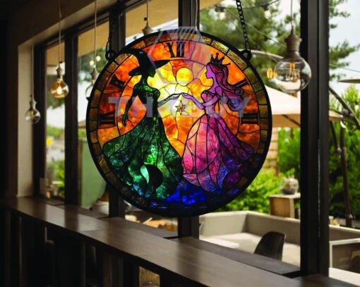Elphaba and Glinda Besties Stained Glass Window Hanging - Image 2