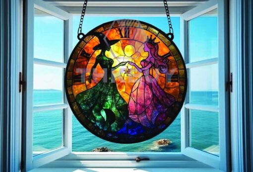 Elphaba and Glinda Besties Stained Glass Window Hanging - Image 7