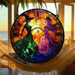 Elphaba and Glinda Besties Stained Glass Window Hanging