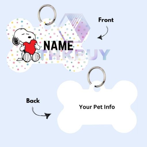 Personalized Snoopy Heart Pet Id Tag for Dogs - Image 2