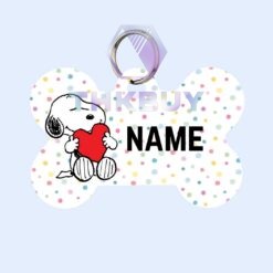 Personalized Snoopy Heart Pet Id Tag for Dogs