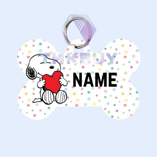 Personalized Snoopy Heart Pet Id Tag for Dogs