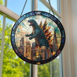 Godzzilla Stained Glass Window Hanging
