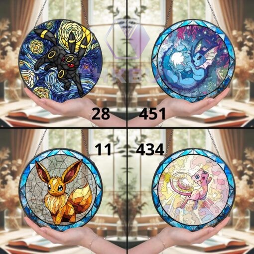 Eevee Pokemon Stained Glass Window Hanging Suncatcher - Image 4