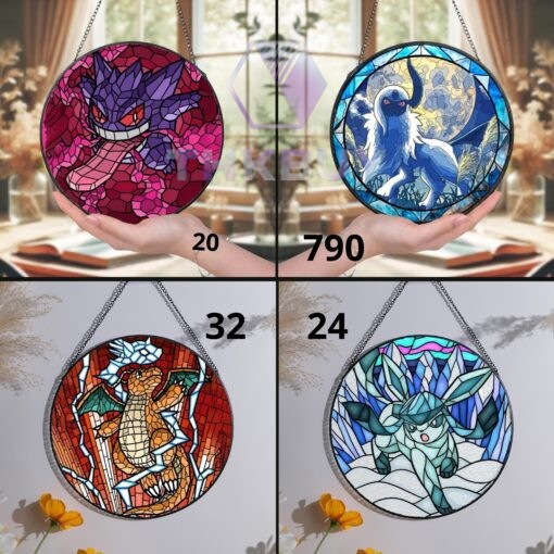 Eevee Pokemon Stained Glass Window Hanging Suncatcher - Image 5