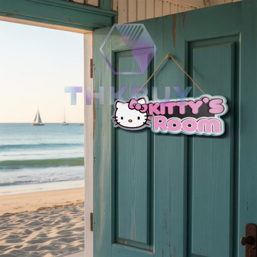 Personalized Hello Kitty Inspired 3D Wooden Door Sign - Image 2