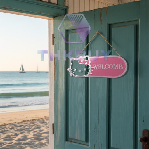 Personalized Hello Kitty Inspired 3D Wooden Door Sign - THK1982 - Image 2