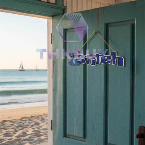 Personalized Stitch Inspired 3D Wooden Door Sign - Image 2