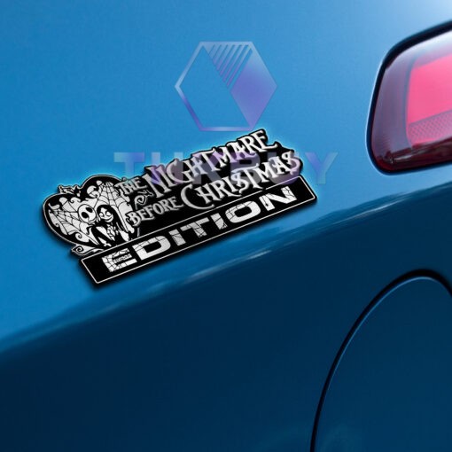 Jack & Sally, The Nightmare Before Christmas Edition Laser Engraved Car Name Badge - Image 3