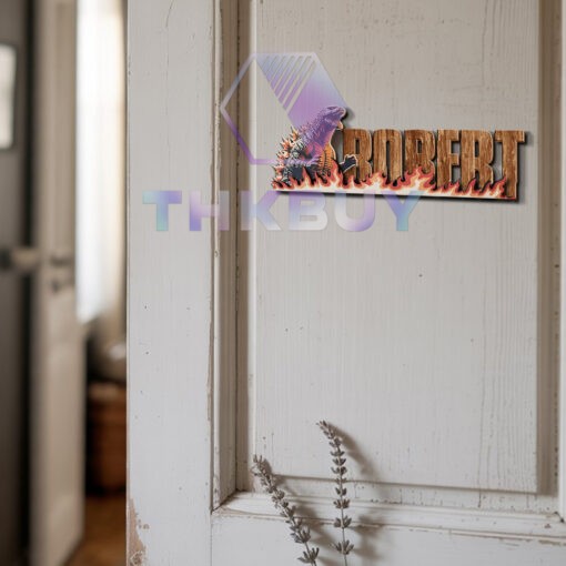 Personalized Godzilla Inspired 3D Wooden Door Sign - Image 6