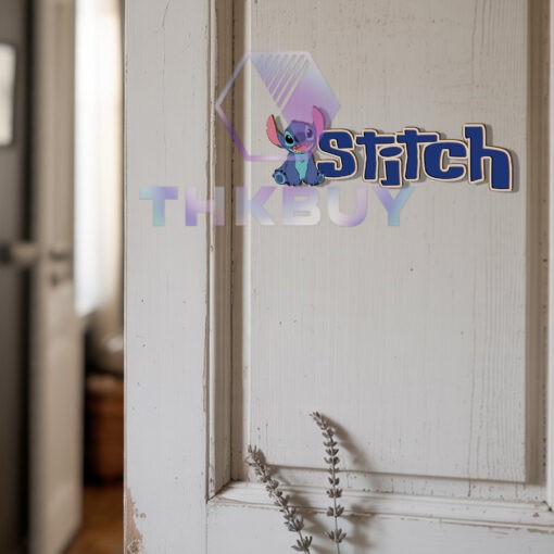 Personalized Stitch Inspired 3D Wooden Door Sign - Image 6