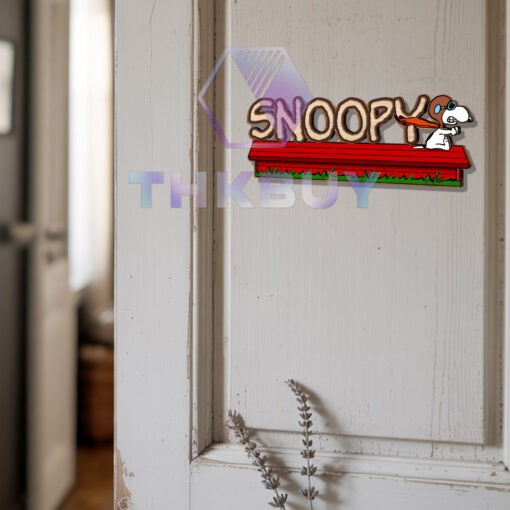 Personalized Snoopy Inspired 3D Wooden Door Sign - Image 6