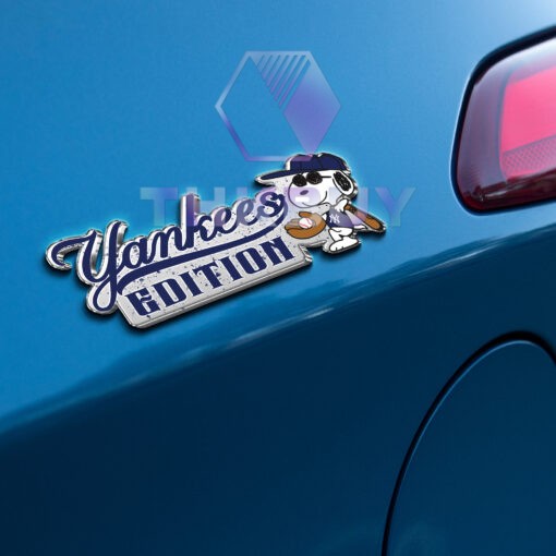 Snoopy x Yankees Edition Laser Engraved Car Name Badge - Image 3
