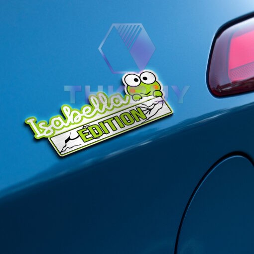 Personalized Keroppi Edition Laser Engraved Car Name Badge - Image 3