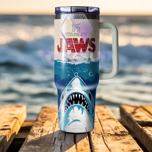 JAWS 50th Anniversary Lazer Engraved Stanley Logo Tumbler - Image 3