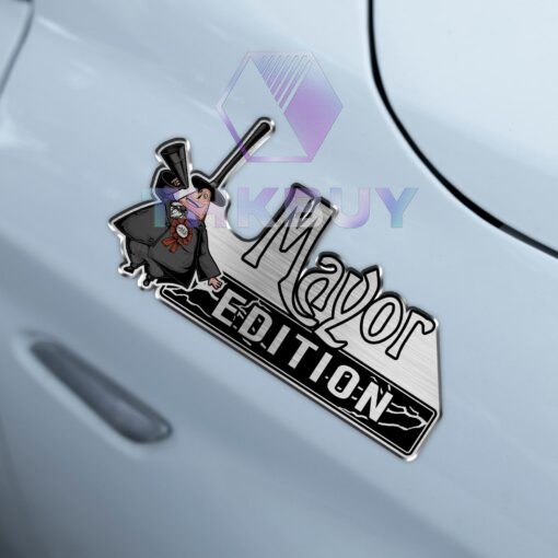 Personalized Mayor Edition Laser Engraved Car Name Badge - Image 4