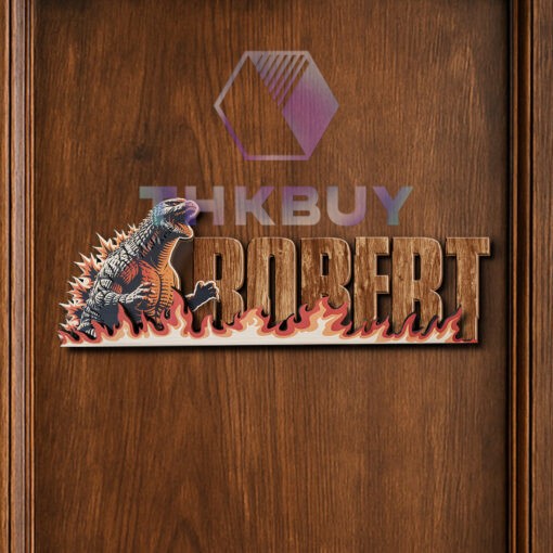 Personalized Godzilla Inspired 3D Wooden Door Sign - Image 4