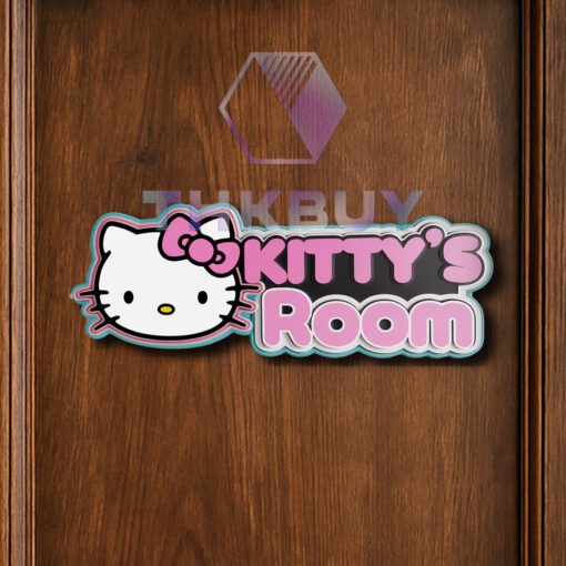 Personalized Hello Kitty Inspired 3D Wooden Door Sign - Image 4