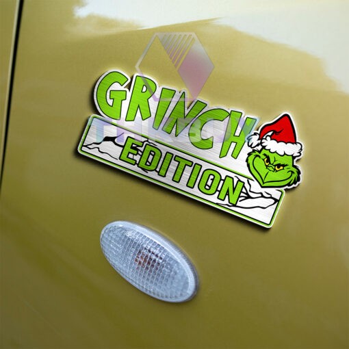 Personalized The Grinch Edition Laser Engraved Car Name Badge Version 1 - Image 4