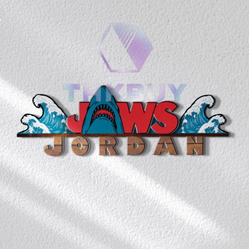 Personalized Jaws Inspired 3D Wooden Door Sign - Image 3