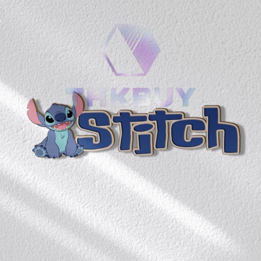 Personalized Stitch Inspired 3D Wooden Door Sign - Image 3