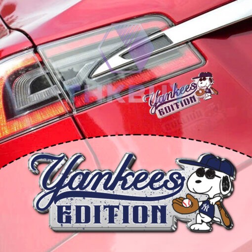 Snoopy x Yankees Edition Laser Engraved Car Name Badge