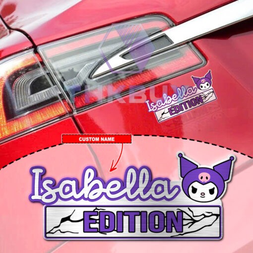 Personalized Kuromi Edition Laser Engraved Car Name Badge