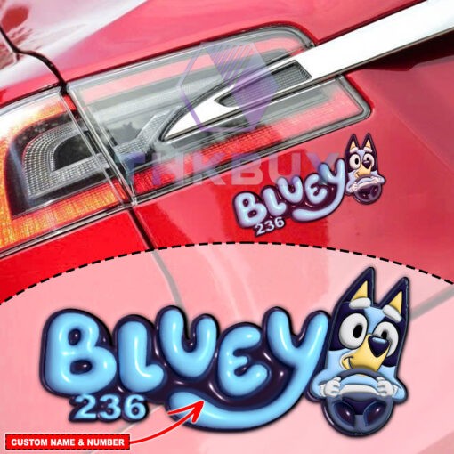 Personalized Bluey Laser Engraved Car Name Badge