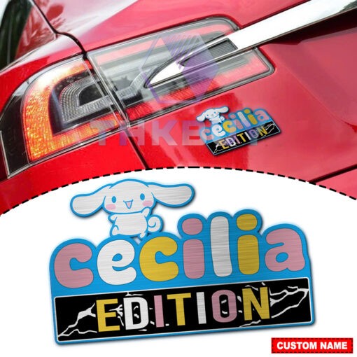 Personalized Cinamonroll Edition Laser Engraved Car Name Badge Version 2