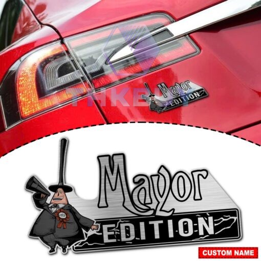 Personalized Mayor Edition Laser Engraved Car Name Badge