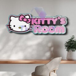 Personalized Hello Kitty Inspired 3D Wooden Door Sign