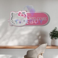 Personalized Hello Kitty Inspired 3D Wooden Door Sign - THK1982