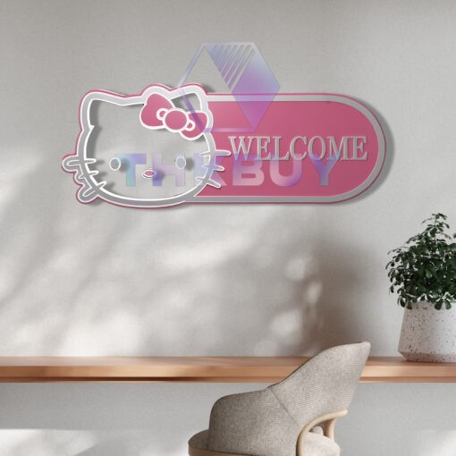 Personalized Hello Kitty Inspired 3D Wooden Door Sign - THK1982