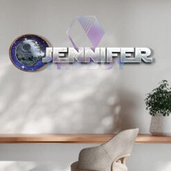 Personalized Death Star Inspired 3D Wooden Door Sign