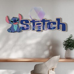 Personalized Stitch Inspired 3D Wooden Door Sign