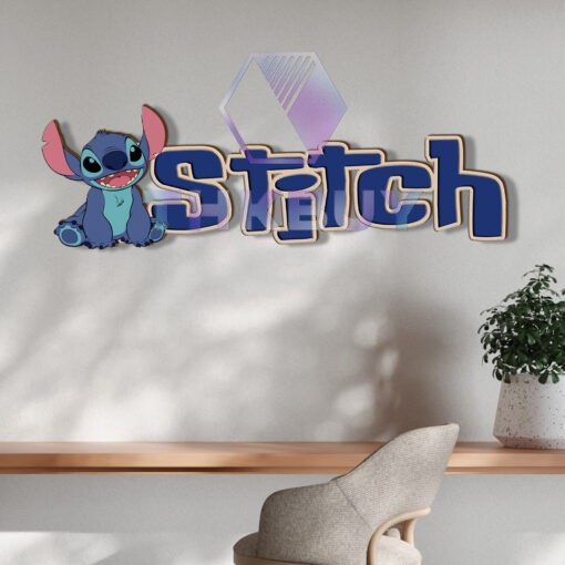 Personalized Stitch Inspired 3D Wooden Door Sign