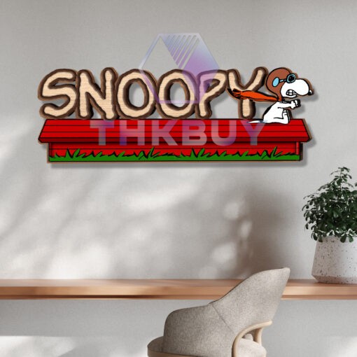 Personalized Snoopy Inspired 3D Wooden Door Sign
