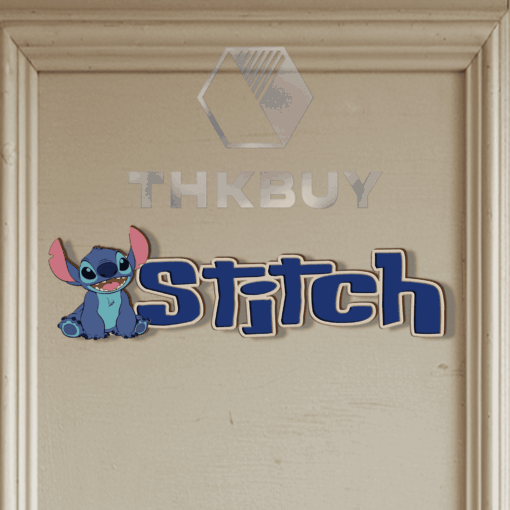 Personalized Stitch Inspired 3D Wooden Door Sign - Image 7
