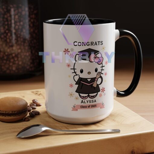 Personalized Cute Kitty Graduation Mug Class of 2025 Gift - Image 2