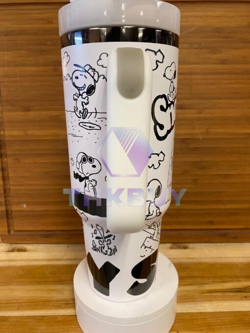 Snoopy White And Black Dog 40oz Stanley Tumbler - Image 4