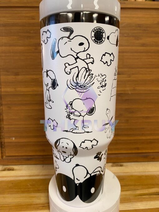 Snoopy White And Black Dog 40oz Stanley Tumbler - Image 2